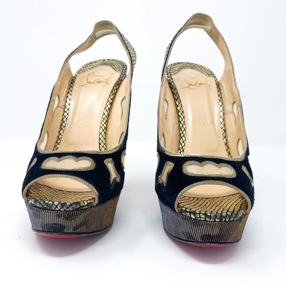 Christian Louboutin Multicolor Suede Lame Miralep 140 Pumps Platforms EU 38.5 - Picture 6 of 11